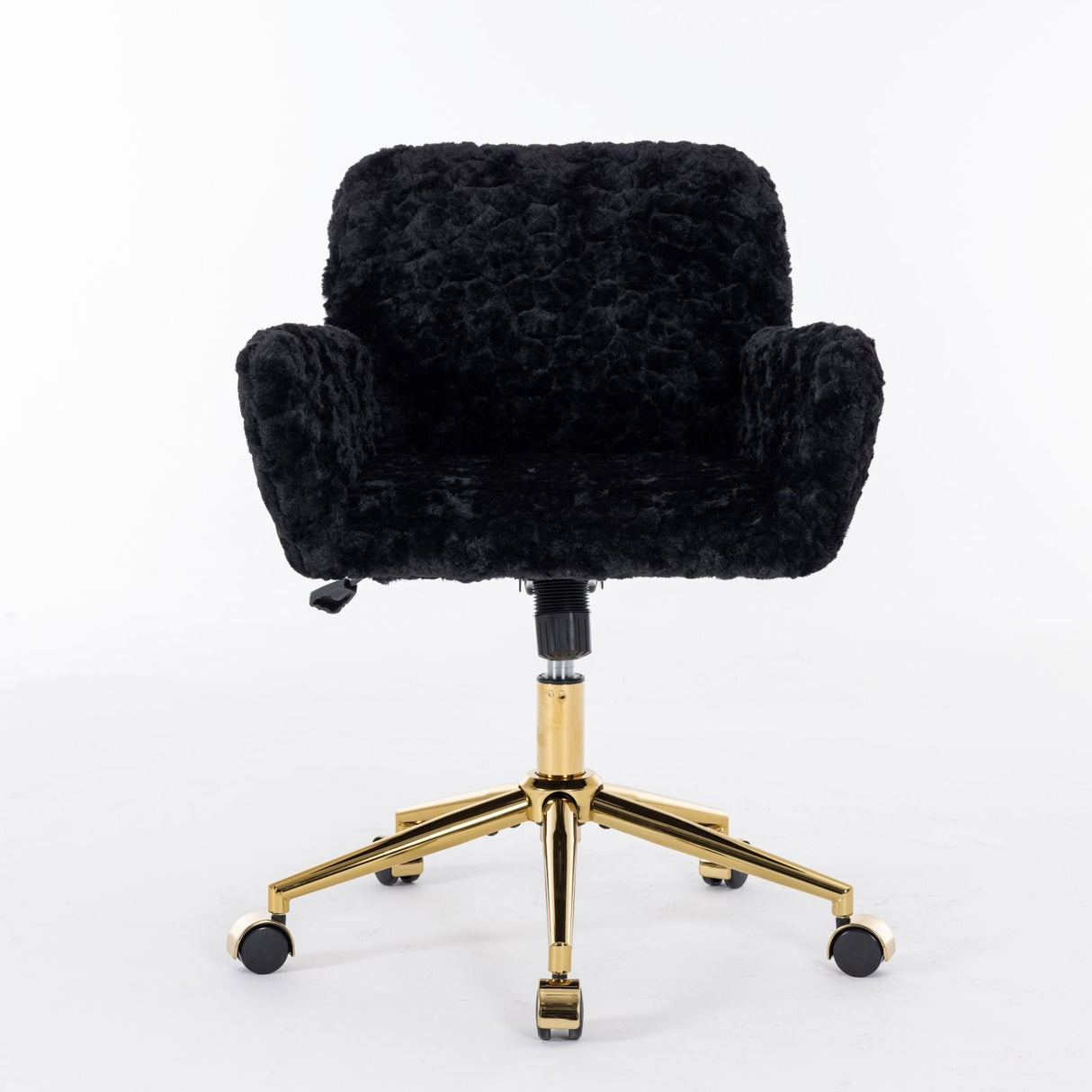 Office Chair, Artificial Rabbit Hair Home Office Chair With Golden Metal Base, Adjustable Desk Chair Swivel Office Chair, Vanity Chair by Couch.com