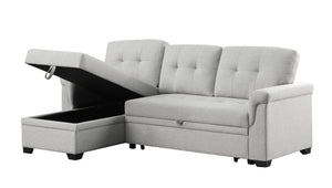 Hunter - Linen Reversible Sleeper Sectional Sofa With Storage Chaise by Couch.com