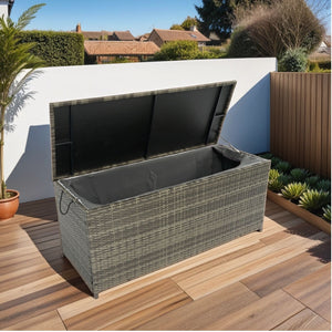 Outdoor Storage Box, Wicker Patio Deck Boxes With Lid, Outdoor Cushion Storage For Kids Toys, Pillows, Towel, Wicker by Couch.com