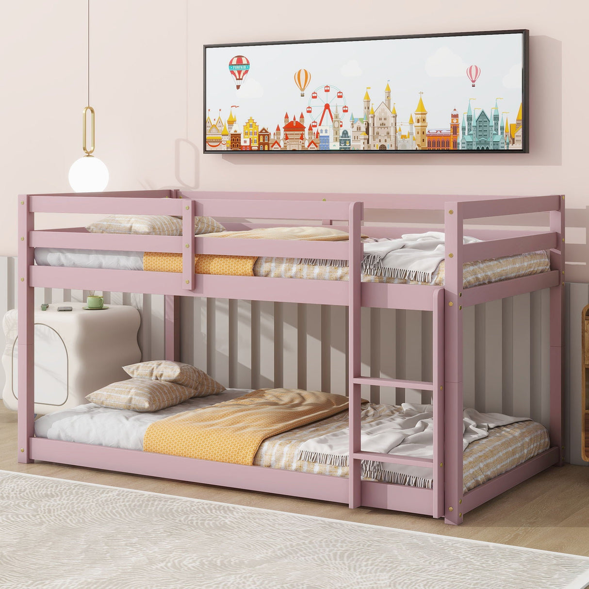 Twin Over Twin Floor Bunk Bed by Couch.com