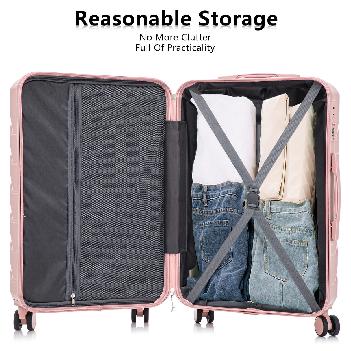 Set 3PCs 20'/24'/28' ABS Spinner Wheel Luggage - Pink