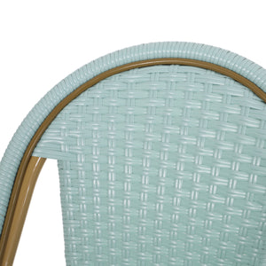 29.5' Outdoor PE Rattan and Aluminum French Barstools, Set of 2