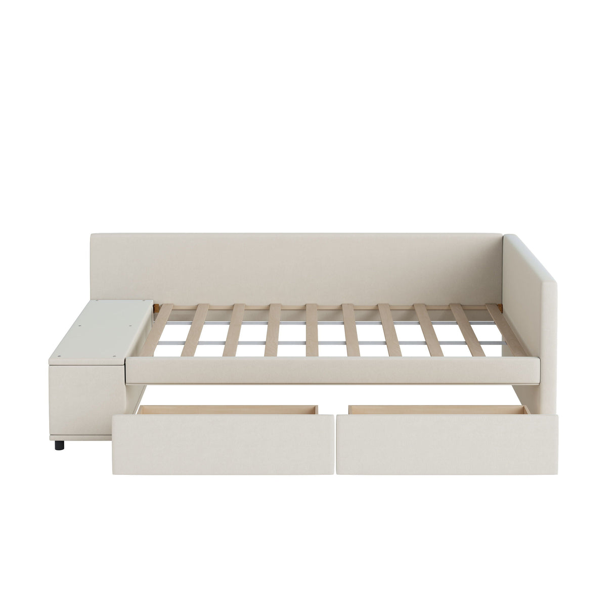 L Shaped Upholstered Platform Bed With Storage And Drawers by Couch.com