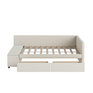 L Shaped Upholstered Platform Bed With Storage And Drawers by Couch.com