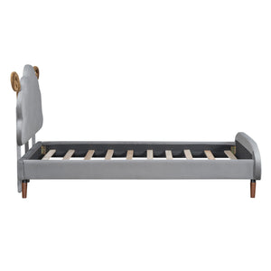 Upholstered Platform Bed With Sheep Shaped Headboard by Couch.com