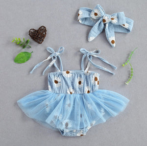 Infant Lace-up Mesh Triangle Romper Daisy