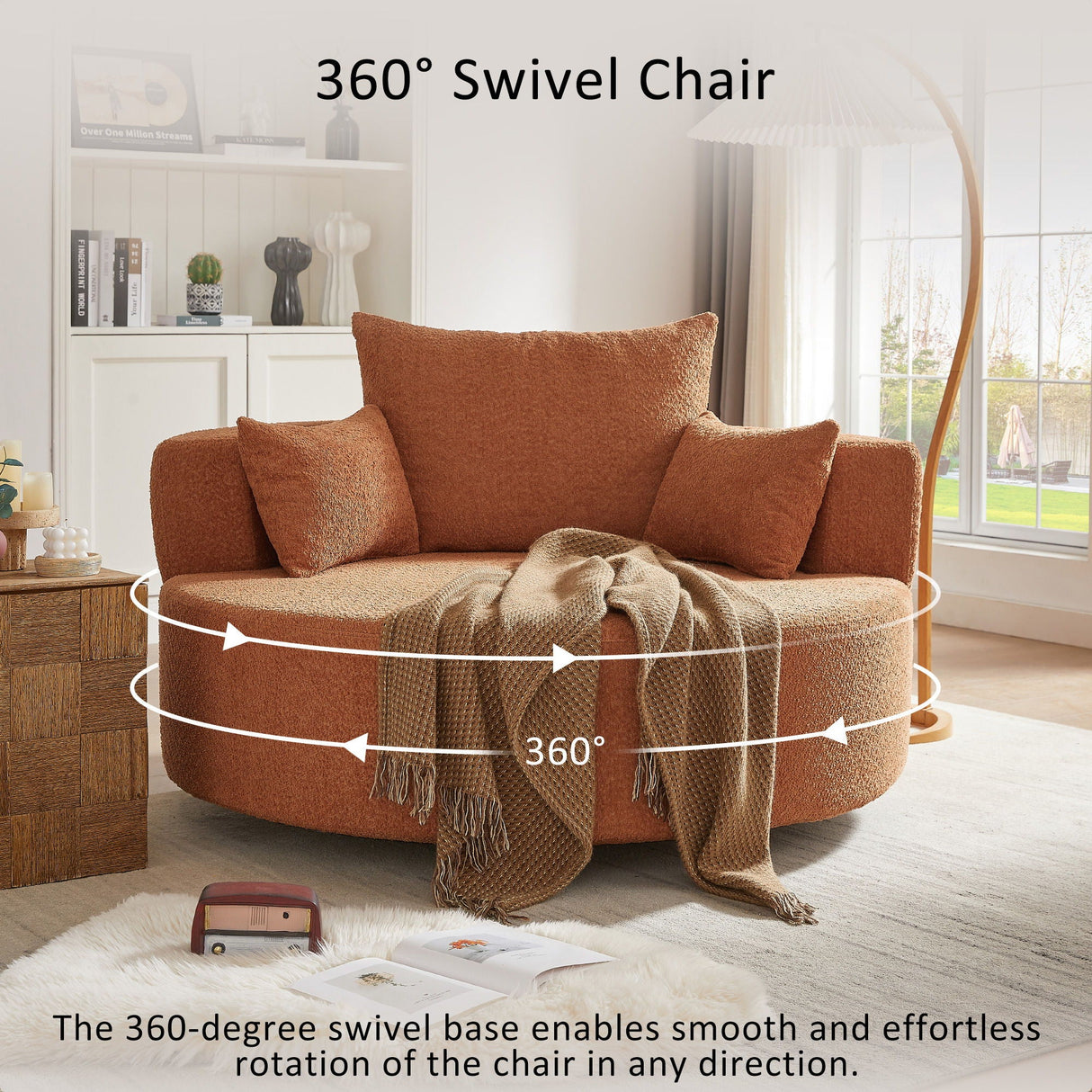 360° Swivel Accent Barrel Chair With 3 Removable Pillows For Living Room by Couch.com