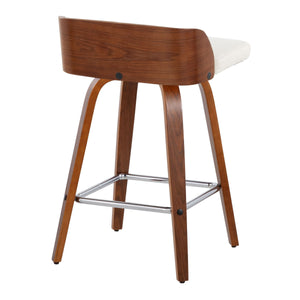 Maya - Mid Century Modern Fixed Height Counter Stool & Swivel With Square Footrest (Set of 2) by Couch.com