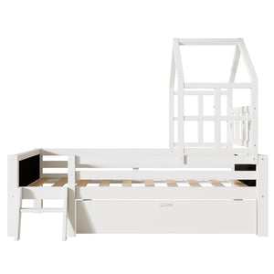House Bed With Ladder And Storage Drawers Platform With Blackboard, No Box Spring by Couch.com