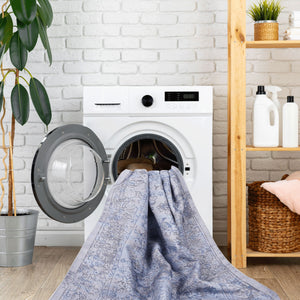 Maval - 2' X 3' Washable Area Rug - Blue / Cream by Couch.com