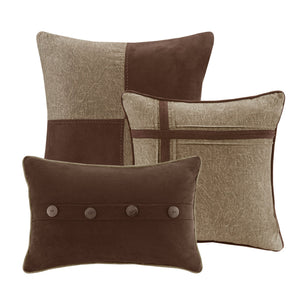 7 Piece Faux Suede Comforter Set Brown Queen