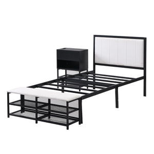 Platform Bed With 2 Tier Storage Shelves, Storage Cabinet by Couch.com