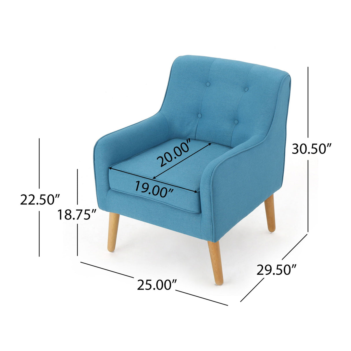 Modern Arm Chair With Tufted Back And Wooden Legs by Couch.com