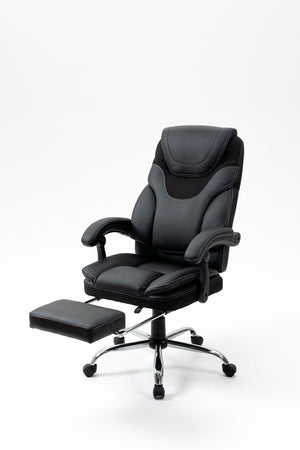 Massage Reclining Office Chair With Footrest, High Back Computer Chair Home Desk Ergonomic Executive Office Chair With Armrests, Adjustable Height - Black by Couch.com