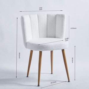 Modern Dining Chair (Set of 2) With Iron Tube Wood Color Legs, Shorthair Cushions And Comfortable Backrest, Suitable For Dining Room, Living Room, Cafe, Simple Structure