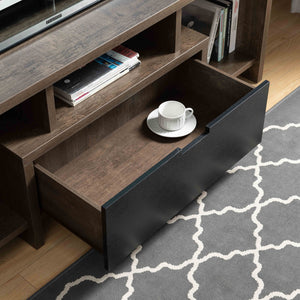 Two Toned Modern TV Stand With Three Shelves, Large Drawer - Walnut Oak / Black by Couch.com