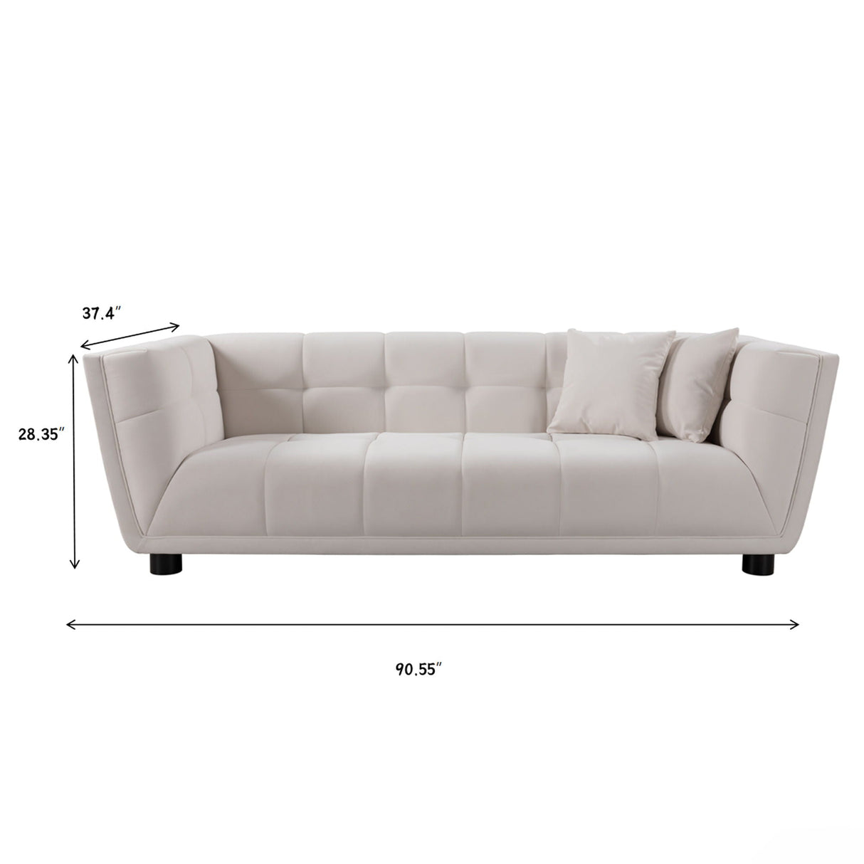 Mid-Century Modern Style Sofa With Velvet Fabric And Solid Wood Feet For 2 People by Couch.com