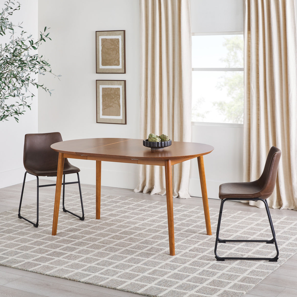 Mid-Century Damsel Extension Dining Table With Removable Leaf - Caramel by Couch.com