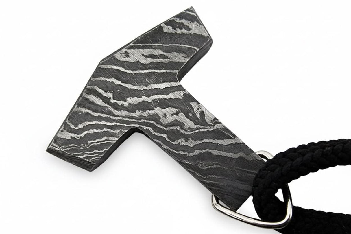 DE-0014 Custom Handmade Damascus steel Viking pendant /Thor Hammer Pendant/Jeweller
