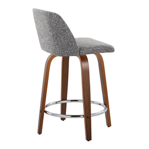 Toriano - Mid Century Modern Fixed Height Counter Stool With Swivel With Round Footrest (Set of 2) by Couch.com