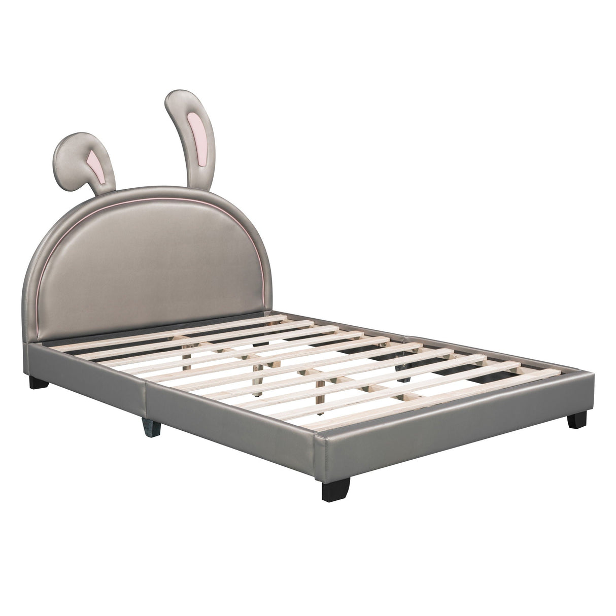 Upholstered Leather Platform Bed With Rabbit Ornament by Couch.com