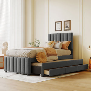 Upholstered Design Platform Bed With Trundle