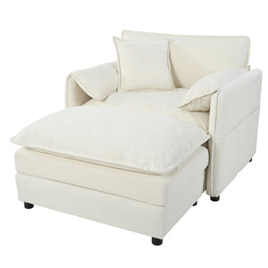 Oversized Chair With Movable Ottoman, Soft Upholstered Lounge Chair by Couch.com