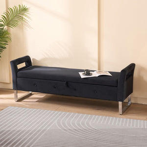 Wide Storage Soft Ottoman Bench With Armrests by Couch.com