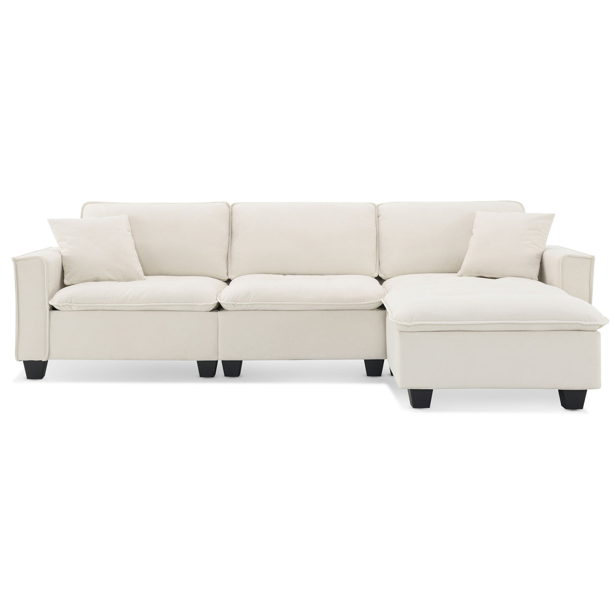 Modern Convertible Sectional L Shaped Reversible Couch Set With Free Pillows 4 Seat Suede Sleeper Sofa With Ottoman by Couch.com