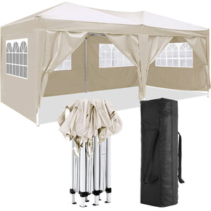 10'X20' Folding Canopy With 6 Removable Sidewalls Outdoor Event Shelter UPF 50+ Gazebo Portable Tents For Parties Beach Camping Wedding Ez Pop Up Canopy by Couch.com