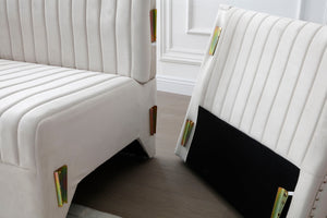 Contemporary Vertical Channel Tufted Velvet Sectional Sofa For Living Room With 4 Pillows by Couch.com