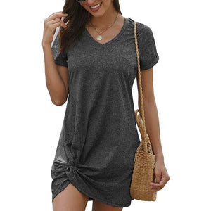 Dearlovers Womens Short Sleeve Tshirt Side Knot Mini Dress