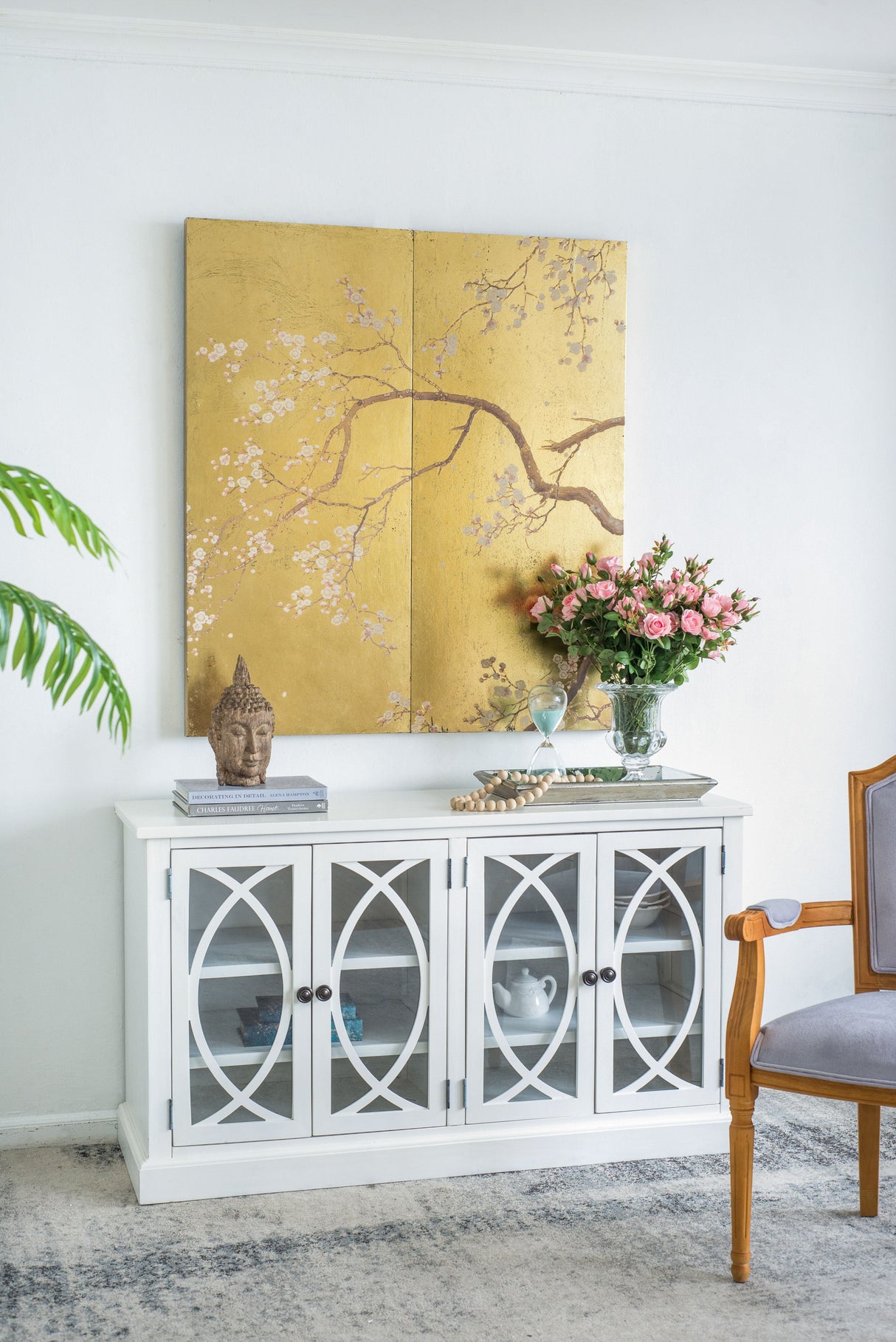 Cherry Blossom Wall Art Panels, Wall Decor For Living Room Dining Room Office Bedroom (Set of 2) - Gold by Couch.com