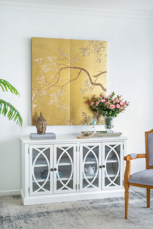 Cherry Blossom Wall Art Panels, Wall Decor For Living Room Dining Room Office Bedroom (Set of 2) - Gold by Couch.com