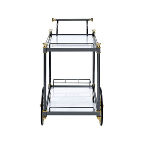 Cyrus - Clear Glass Serving Cart - Black / Gold by Couch.com