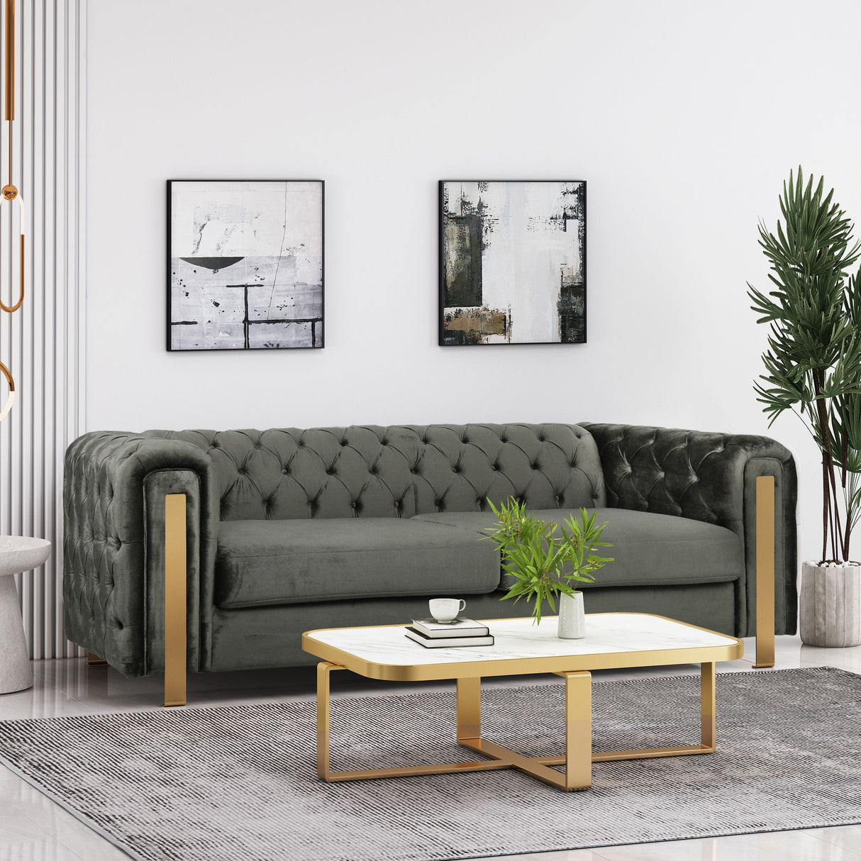 Comfy 3 Sofa With Tufted Back And Arm, Modern For Living Room - Gray by Couch.com