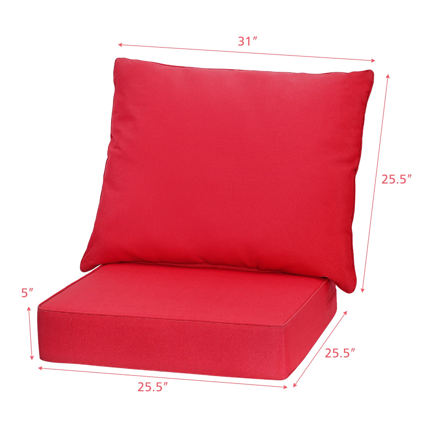 Deep Seat Chair Cushion Pads Set with Rope Belts for Indoor and Outdoor-Turquoise