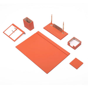 MOOG Leather Desk Set-8 Accessories - Pink - 8 PCS