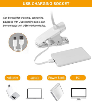 Desk Lamp Touch Clip Study Light Gooseneck Desktop USB Rechargeable Bedroom Lamp Bedside Bedside Desk Clip-on Table Lamp Decorative Table Lamp Cute Study Lamps for Bedroom Décor