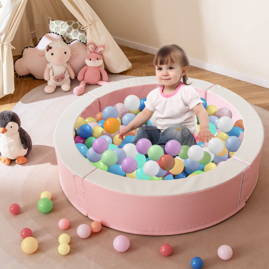 Detachable Foam Ball Pit with 50 Colorful Ocean Balls-Pink