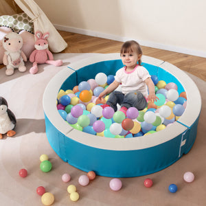 Detachable Foam Ball Pit with 50 Colorful Ocean Balls-Blue