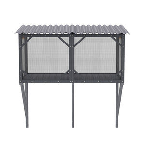 Premium Cat Window Box With Bug Proof Net For Large Indoor Cats Spruce Wood & Polyester - Antique Gray