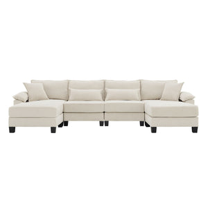 Corduroy Modular Sectional Sofa, U Shaped Couch With Armrest Bags, 6 Seat Freely Combinable Sofa Bed, Comfortable And Spacious Indoor Furniture For Living Room by Couch.com