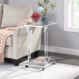 Side Table, Sofa Table, Glass Top C Shape Square Table With Metal Base For Living Room, Bedroom, Balcony Home And Office by Couch.com
