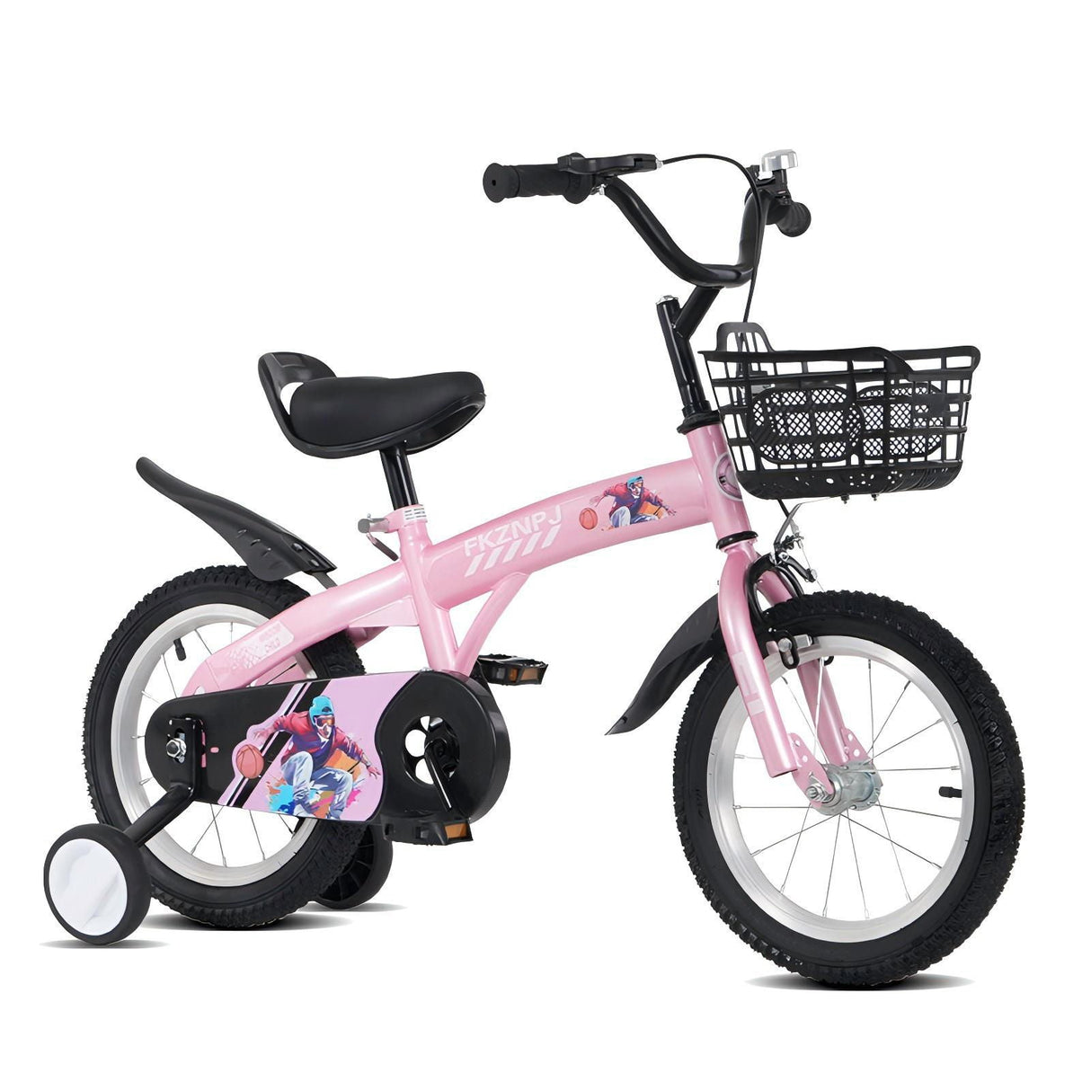 Fkznpj - 16" Sporty Kids Bike With Training Wheels And Stand Adjustable Saddle Suitable For Boys And Girls Aged 4 - 8 Years Tall Height 41 - 46" Available In A Variety Of Colors by Couch.com