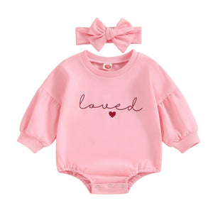 Children's Solid Color Romper Hair Band Set