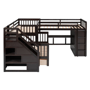 L Shaped Bunk Bed With 3 Drawers, Portable Desk And Wardrobe by Couch.com
