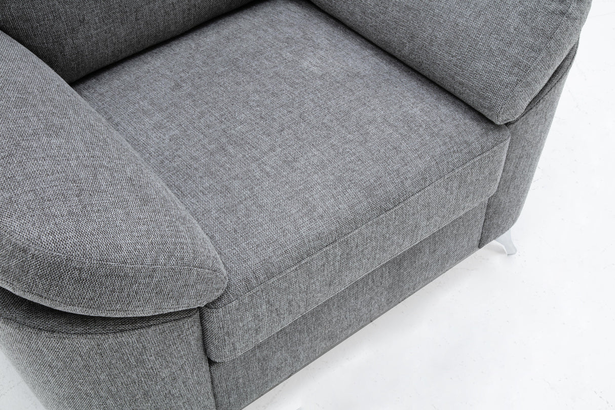 Villanelle - Linen Chair With Chrome Finish Legs - Light Gray by Couch.com