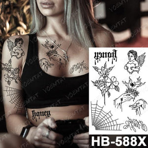 Different Stylish Waterproof Temporary Tattoo Sticker Heart Knife Angel Makeup Tattoos For Women Men