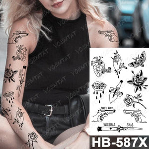 Different Stylish Waterproof Temporary Tattoo Sticker Heart Knife Angel Makeup Tattoos For Women Men